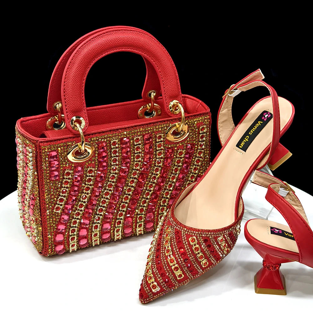 Chic Rhinestone Bag & Heel Set – Elegant Wedding/Party Wear