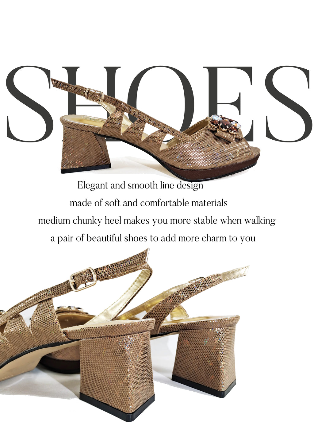 Diamond-Embellished Coral Peep-Toe Heels + Bag (Italian Design)