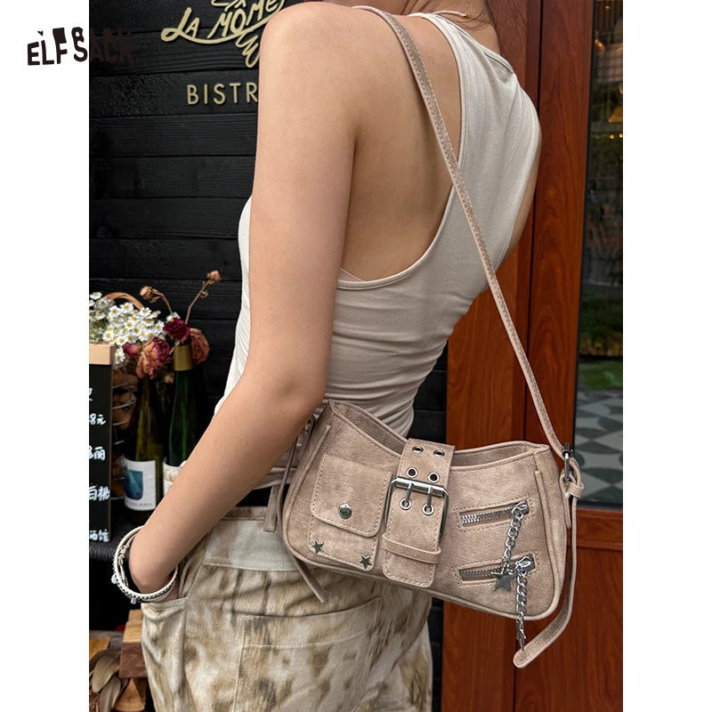Trendy ELFSACK Summer Bag – Y2K Star Chain Crossbody Handbag