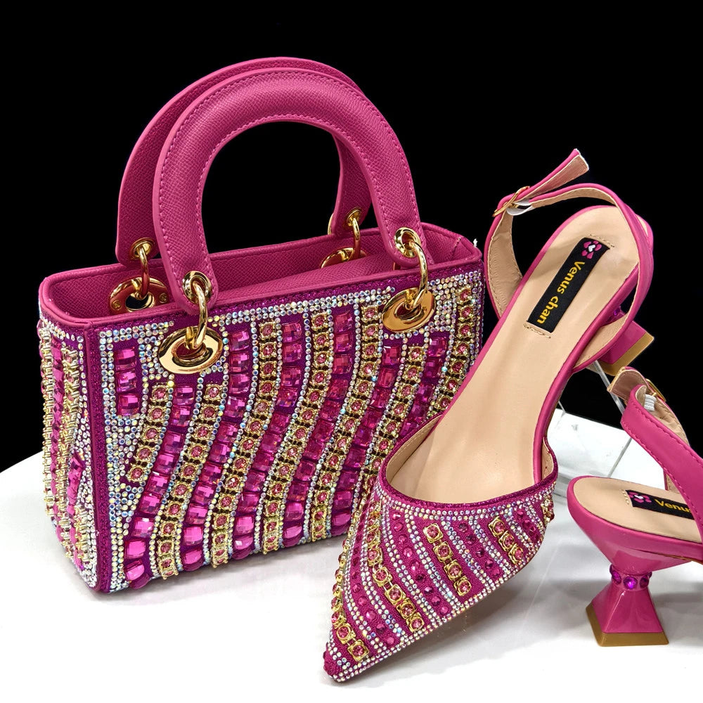 Chic Rhinestone Bag & Heel Set – Elegant Wedding/Party Wear