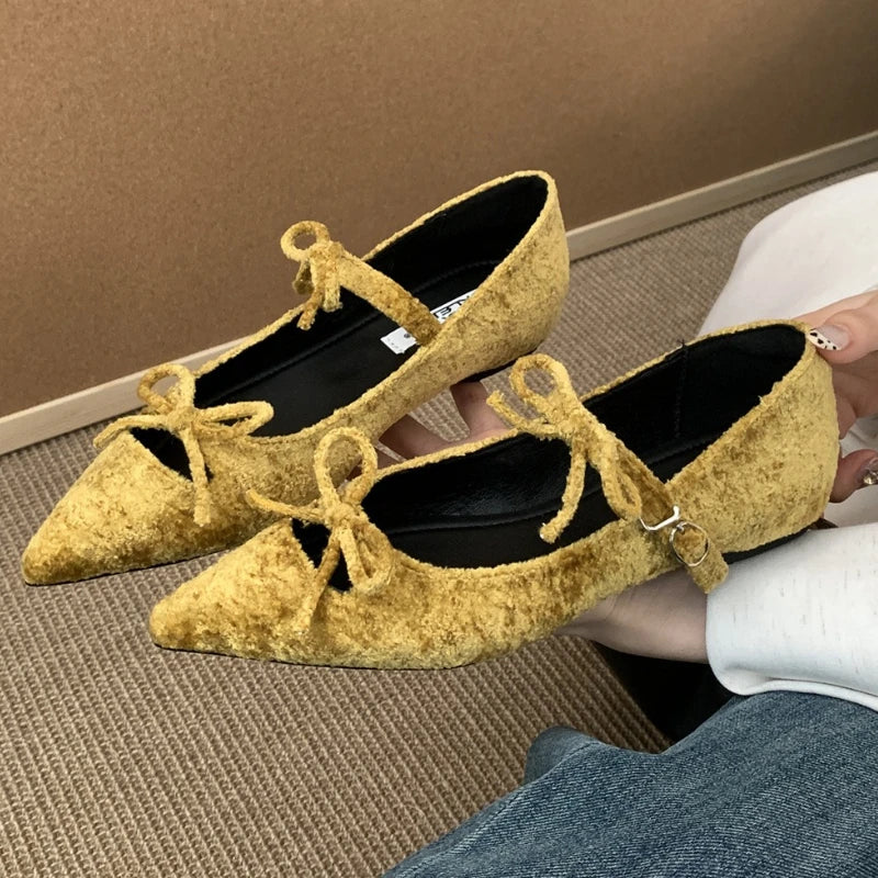 Women’s Elegant Mary Jane Flats with Butterfly Bow
