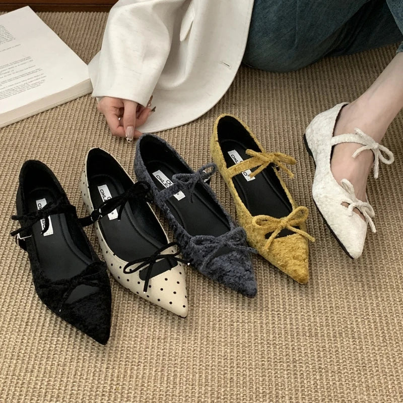 Women’s Elegant Mary Jane Flats with Butterfly Bow