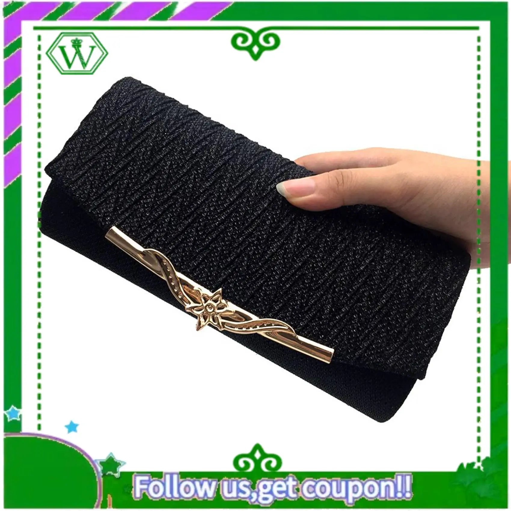 Black Glitter Evening Clutch – Women’s Party & Wedding Bag