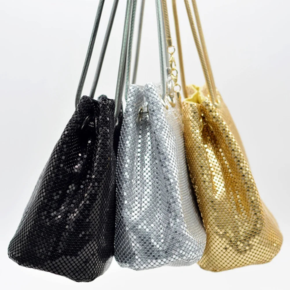 CYL-Fashion Women Bucket Shoulder Bag With Sequin Party Handbags Clutches