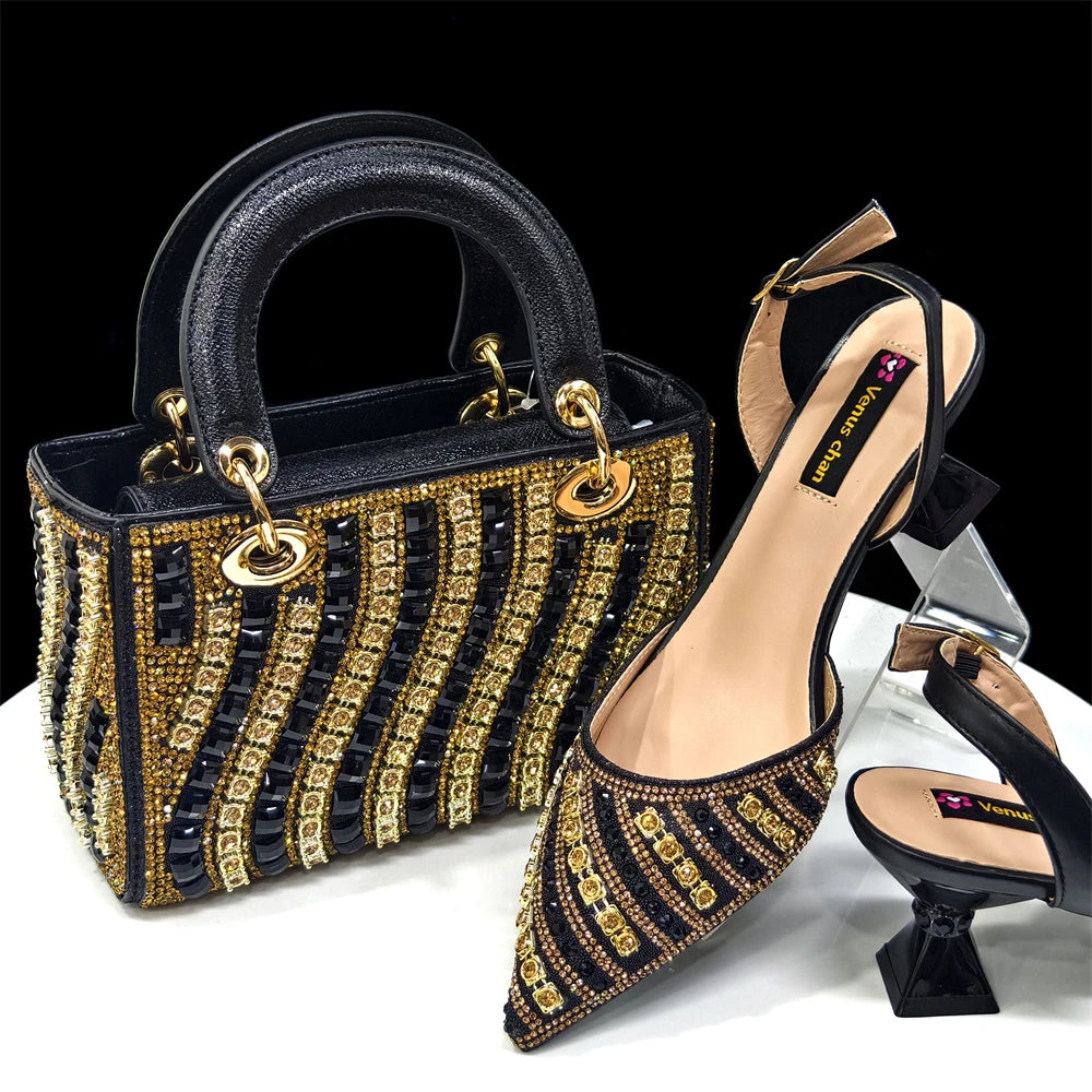 Chic Rhinestone Bag & Heel Set – Elegant Wedding/Party Wear