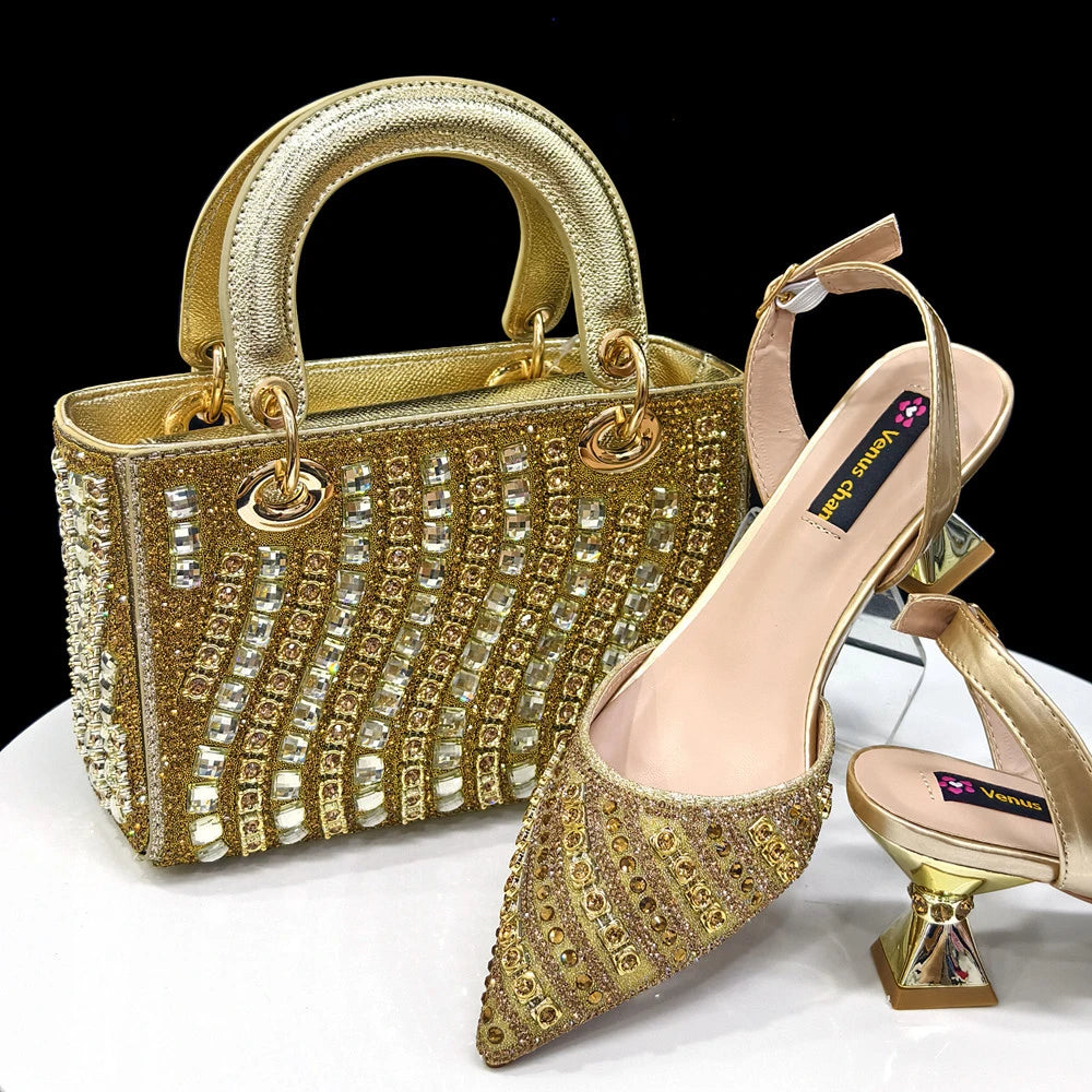 Chic Rhinestone Bag & Heel Set – Elegant Wedding/Party Wear