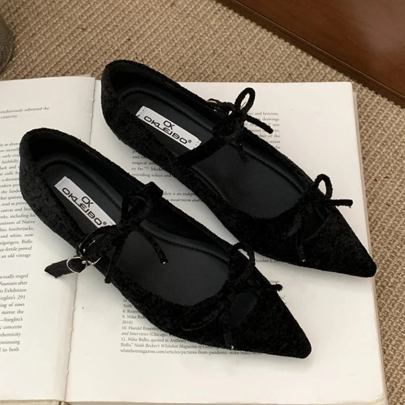 Women’s Elegant Mary Jane Flats with Butterfly Bow