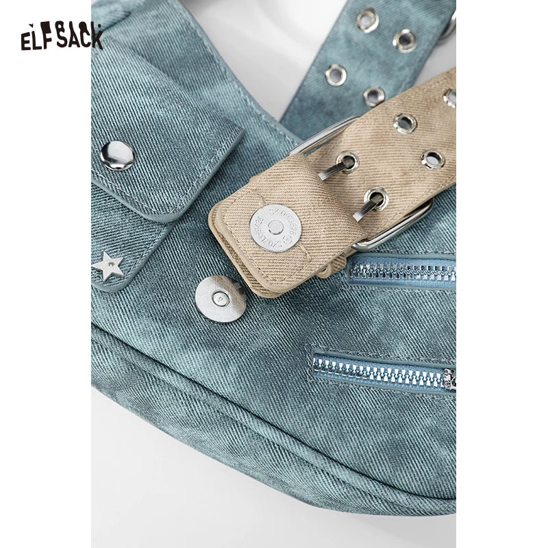 Trendy ELFSACK Summer Bag – Y2K Star Chain Crossbody Handbag