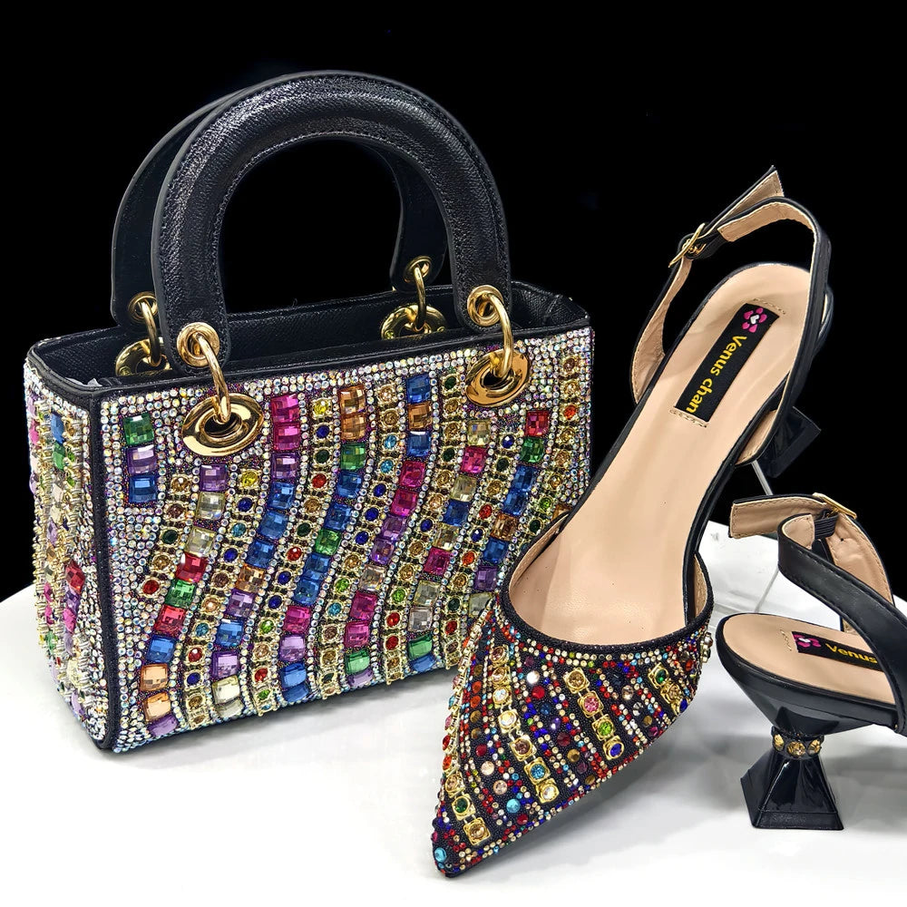 Chic Rhinestone Bag & Heel Set – Elegant Wedding/Party Wear