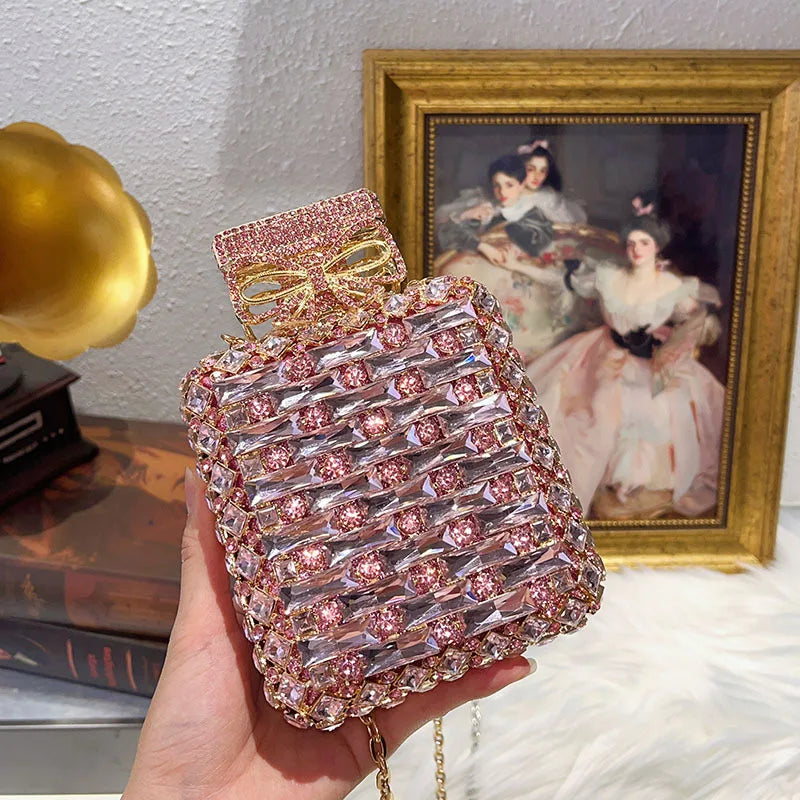 Luxury Crystal Perfume Bottle Evening Bag