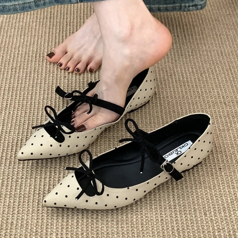 Women’s Elegant Mary Jane Flats with Butterfly Bow