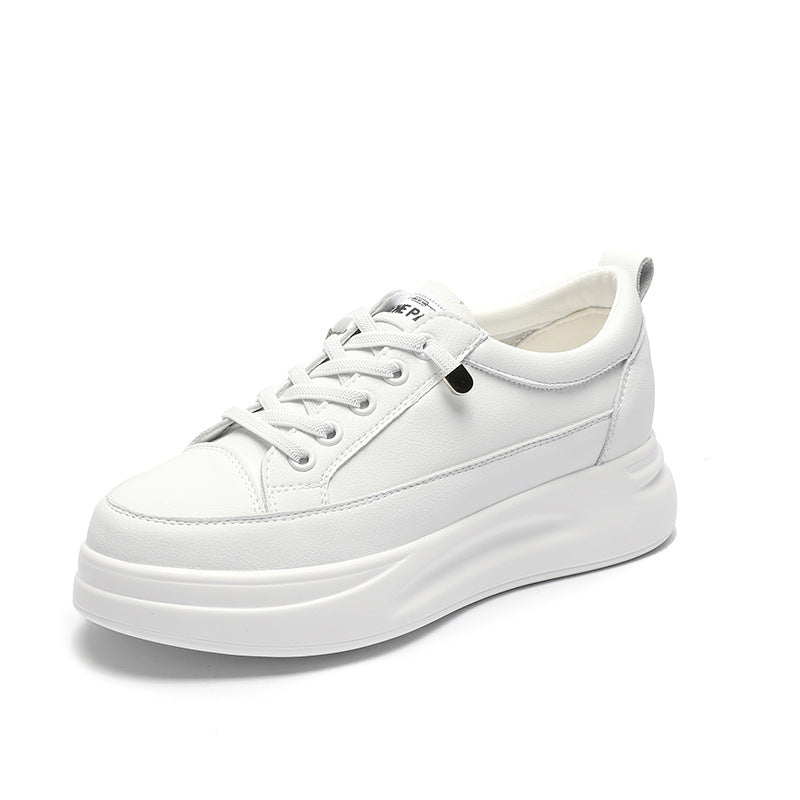 Genuine Leather Mesh White Shoes For Women 2025 Spring And Summer New Women's Casual Shoes Lightweight Heightening Women's Flats Thick-Soled Sneakers