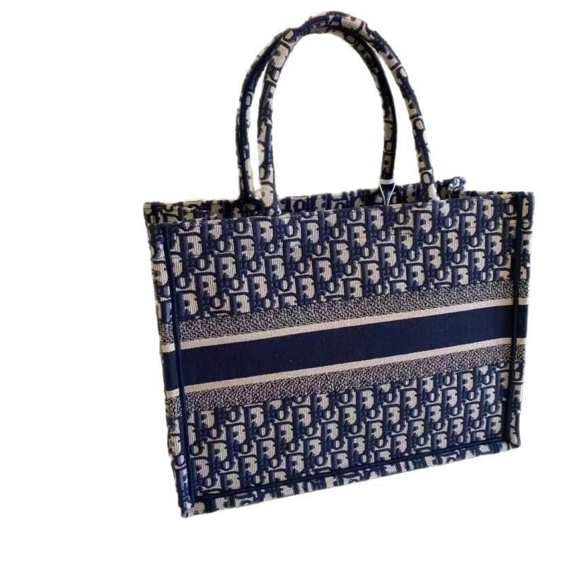 Internet Famous Large Capacity Shopping Bag 2024 New Style Old Flower Canvas Shoulder Portable Tote Bag Niche Light Luxury Women's Bag