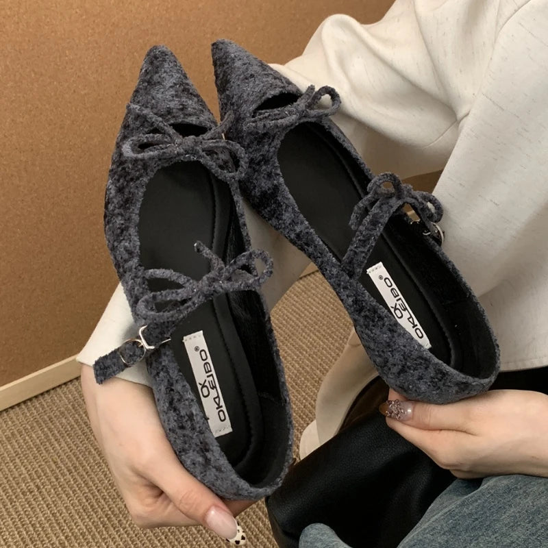 Women’s Elegant Mary Jane Flats with Butterfly Bow