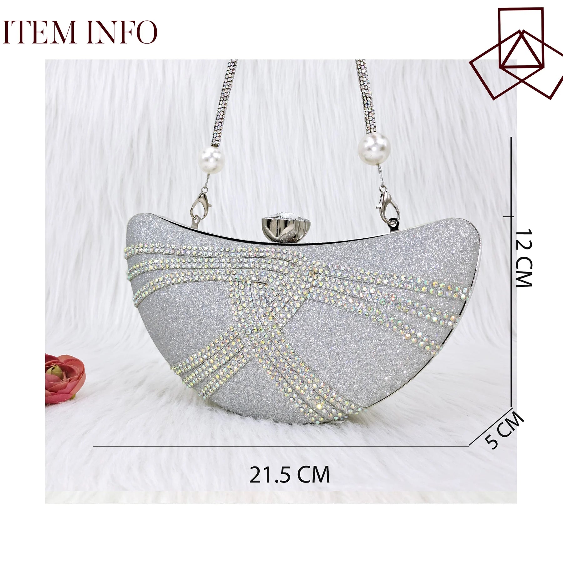 Crystal Encrusted Women’s Party Bag – Moon Shaped Wedding Purse