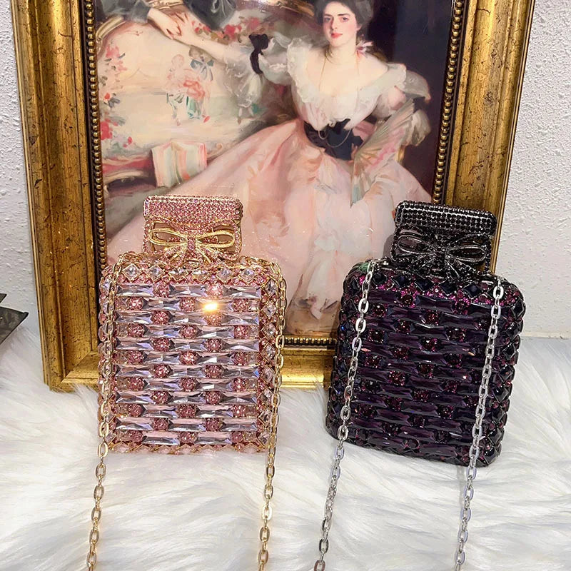 Luxury Crystal Perfume Bottle Evening Bag