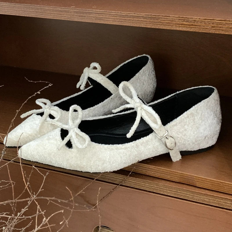 Women’s Elegant Mary Jane Flats with Butterfly Bow