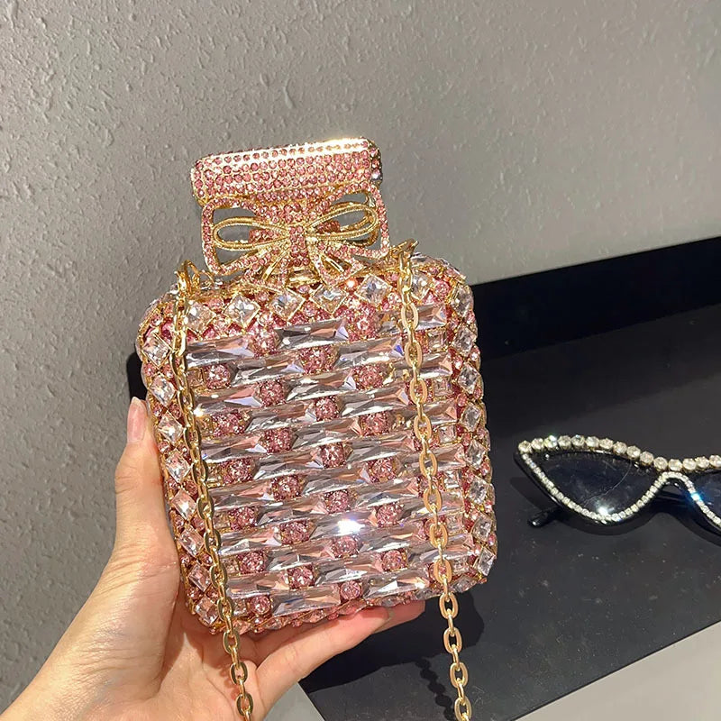 Luxury Crystal Perfume Bottle Evening Bag
