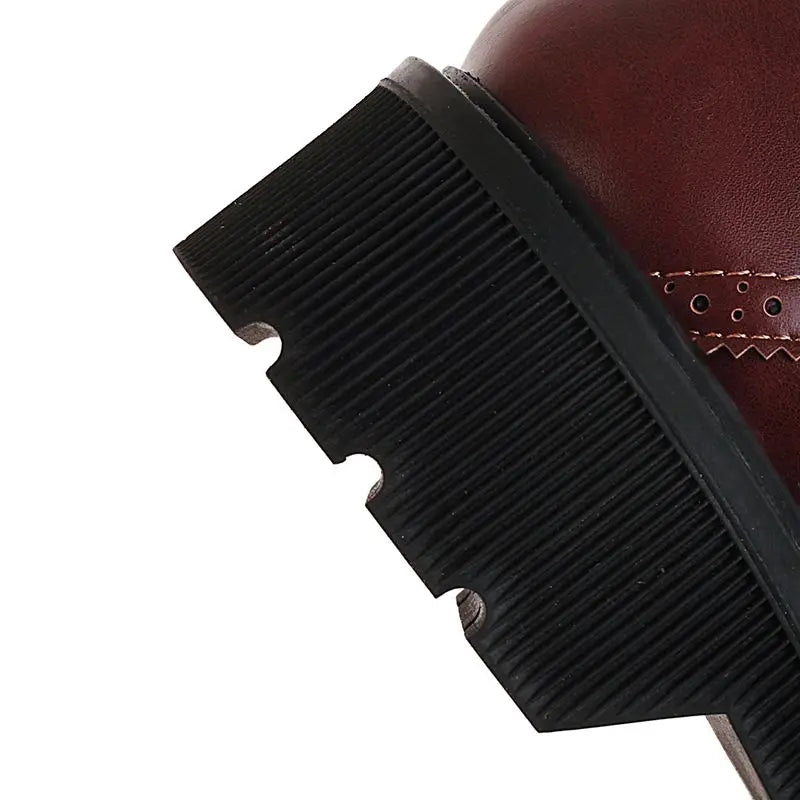 Vintage Lace-Up Women’s Pumps – Thick Heel, Round Toe