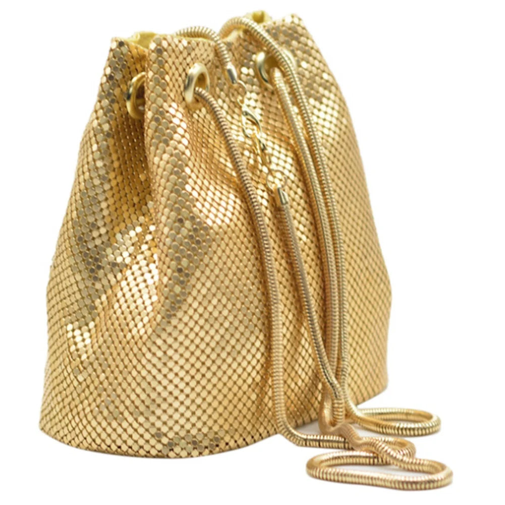 CYL-Fashion Women Bucket Shoulder Bag With Sequin Party Handbags Clutches