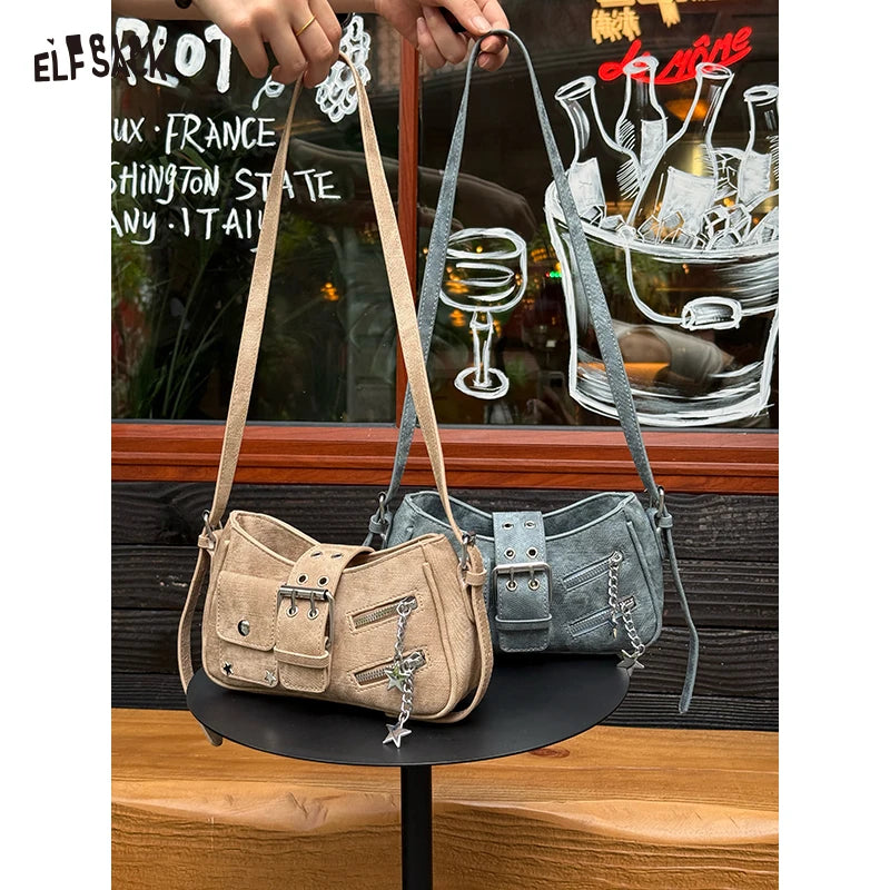 Trendy ELFSACK Summer Bag – Y2K Star Chain Crossbody Handbag
