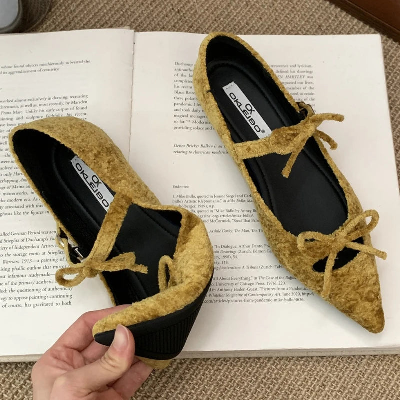 Women’s Elegant Mary Jane Flats with Butterfly Bow