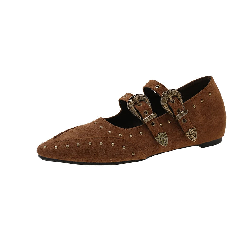 Fashion Belt Buckle Flats – Vintage Pointed Women’s Shoes
