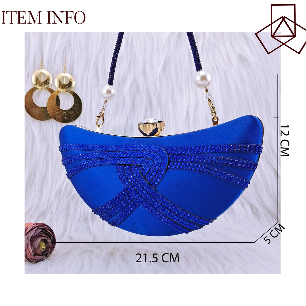 Luxury Crystal Moon Bag – Italian Design Women’s Crossbody & Handbag