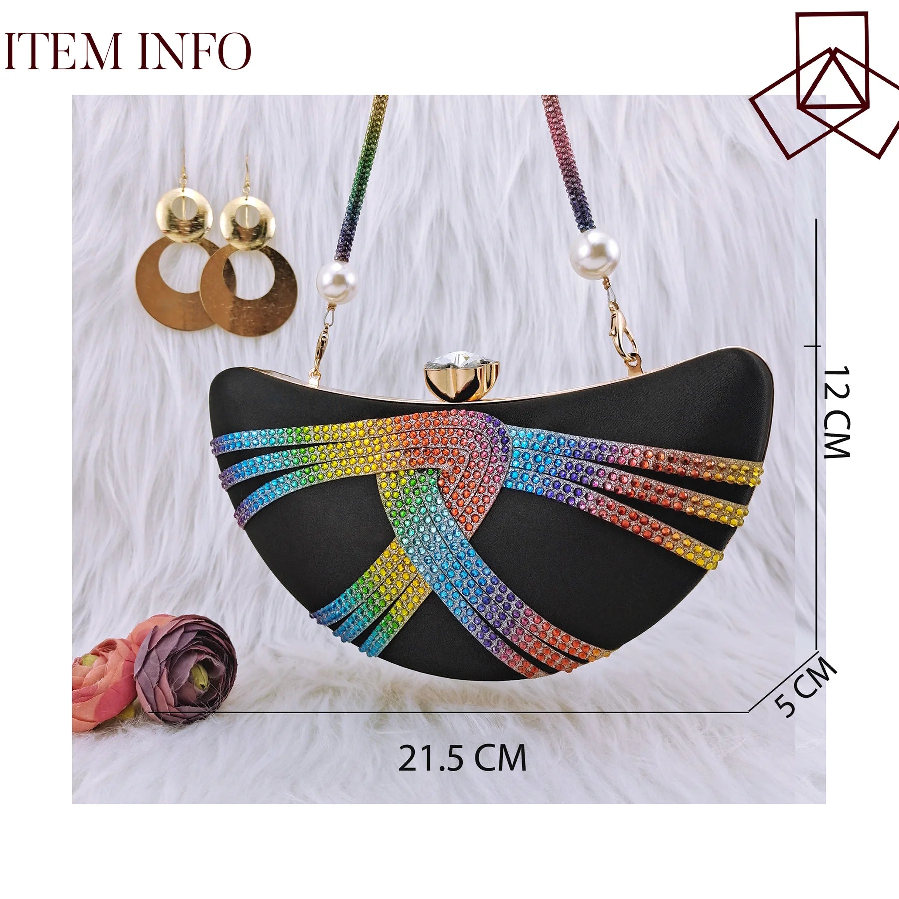 Luxury Crystal Moon Bag – Italian Design Women’s Crossbody & Handbag